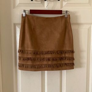 NEW Faux Suede Brown Skirt with Tassles Size Small Bodycon Boho Indie NWOT